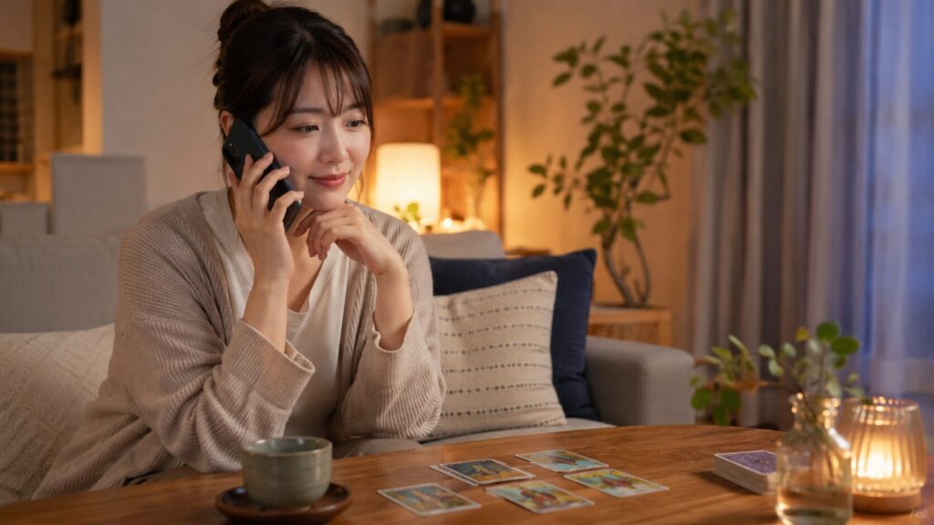 神秘的な道と現実的な道の分岐点で、占いと判断のバランスを考える日本人男女
