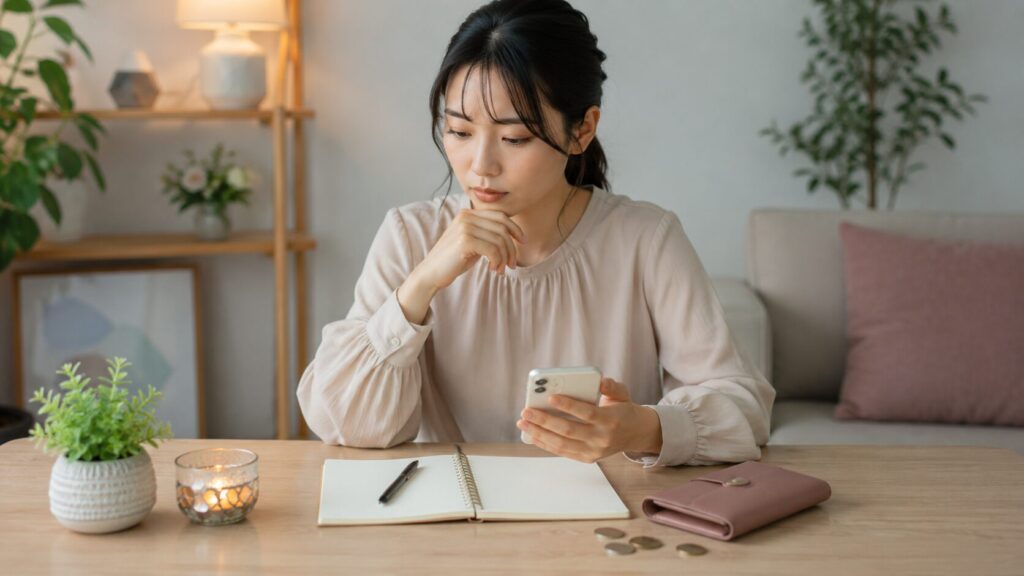 ココナラ占いの霊視料金と相談予算を確認する日本人女性