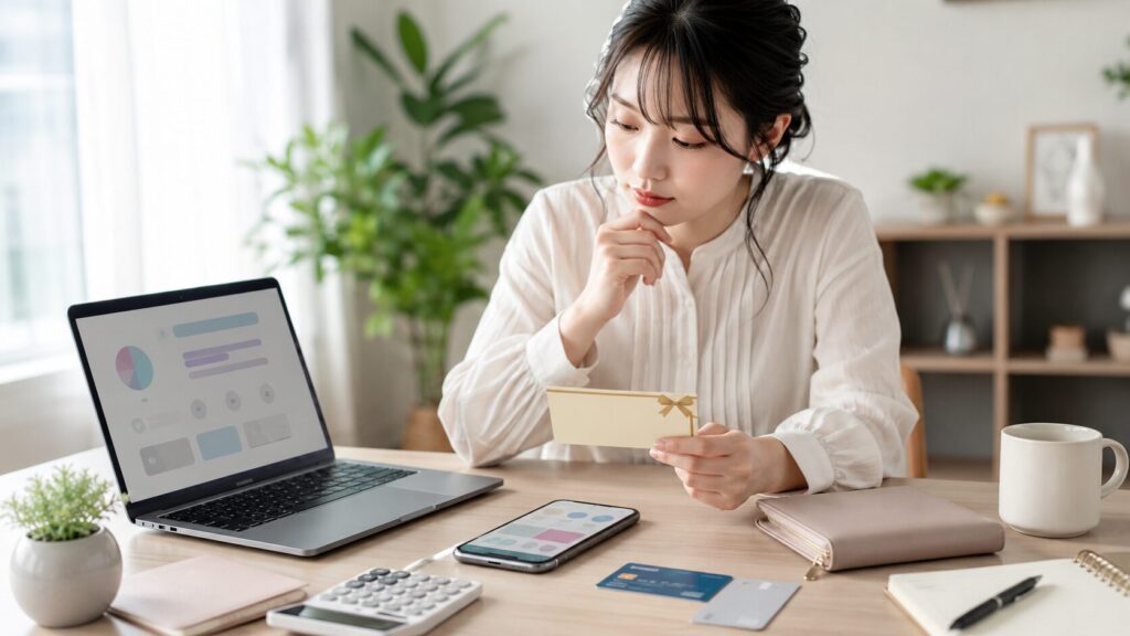 ココナラ占いの料金やクーポン条件を登録前に確認する女性