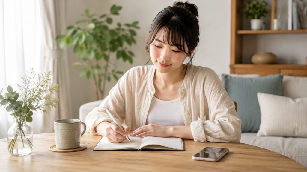 占いの利用記録をノートに書いて依存傾向を見直す日本人女性