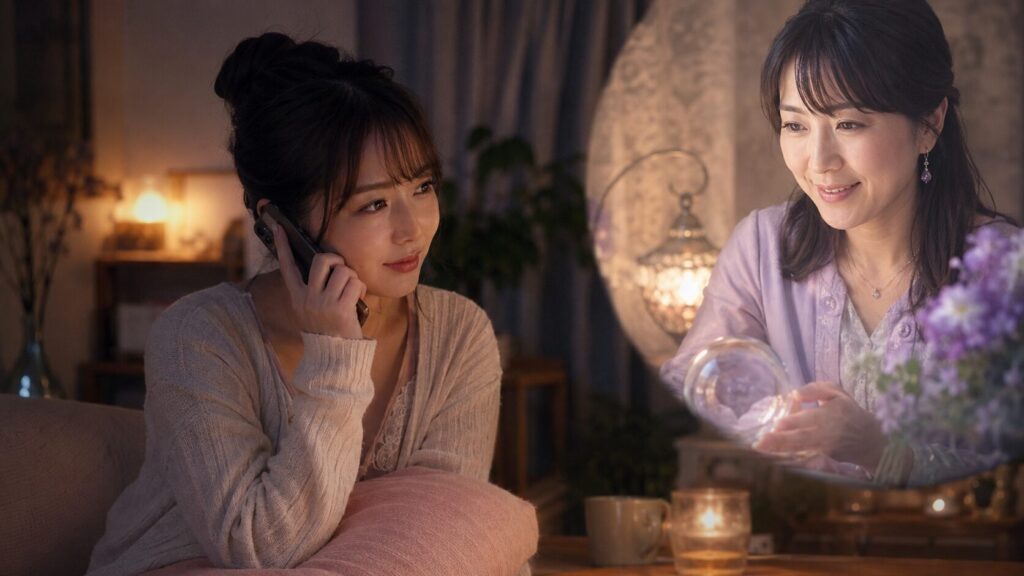 電話占いで恋愛相性を相談する日本人女性