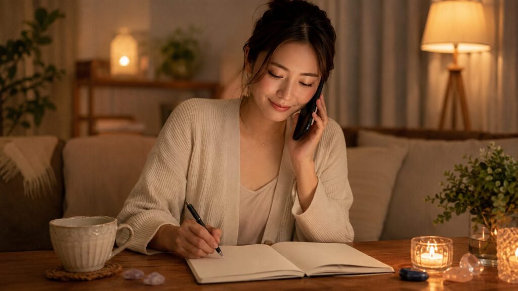 電話占いを利用しながら気持ちを整理する日本人女性