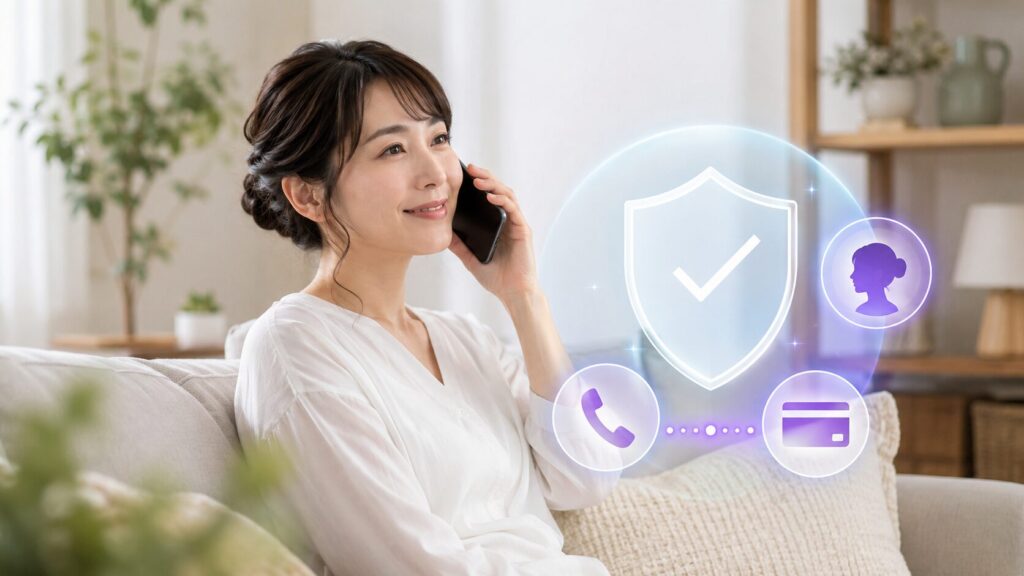 サイト内通話と決済で安全に電話占いを利用する日本人女性