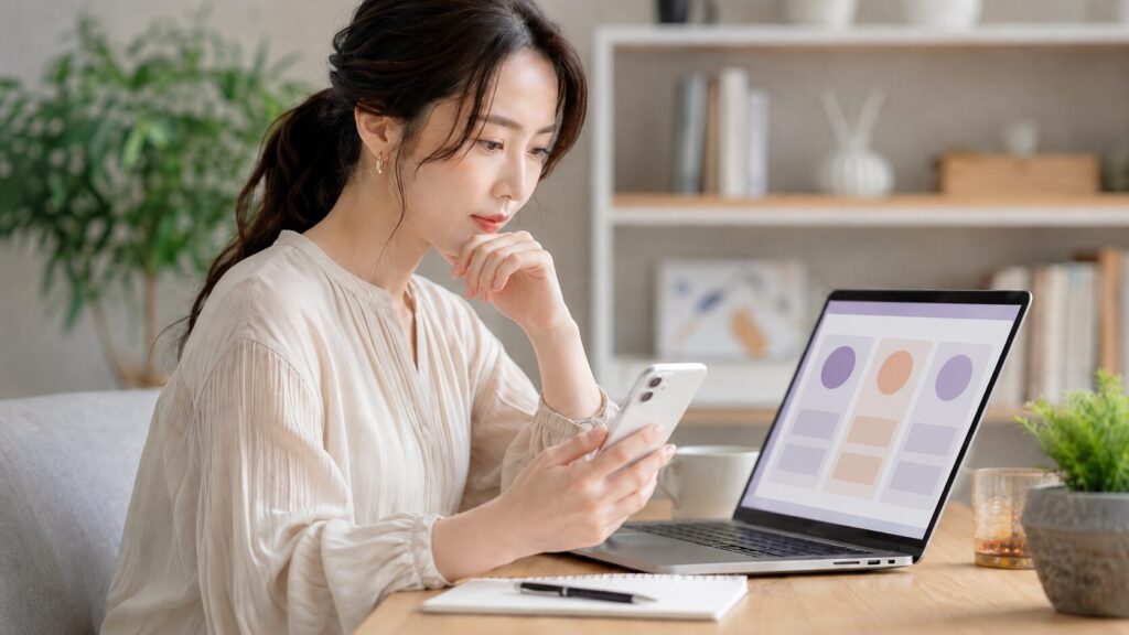 電話占いの口コミや実績を比較して占い師を選ぶ日本人女性