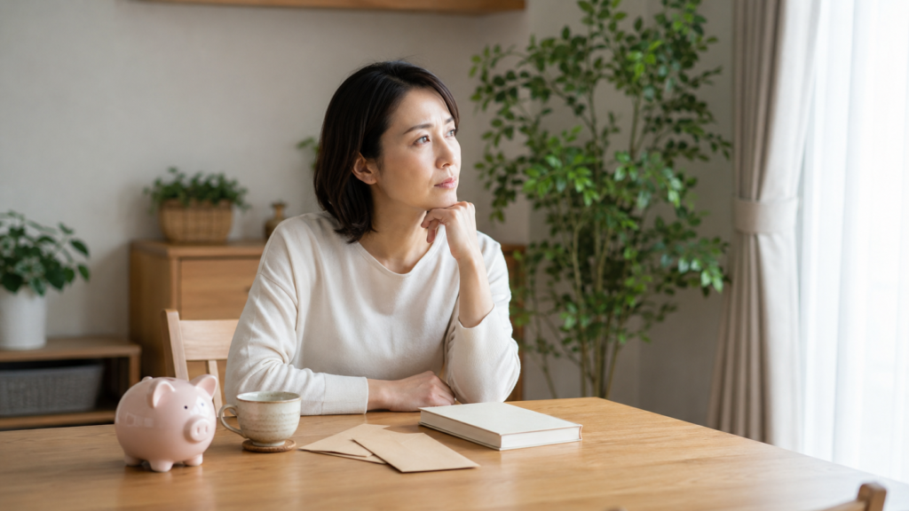 家計や貯蓄などお金と将来への不安を考える日本人主婦