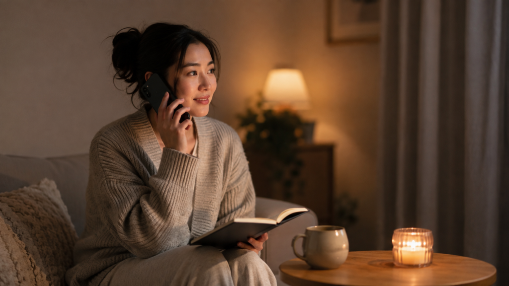 電話で主婦の悩みや本音を相談し気持ちを整理する日本人女性