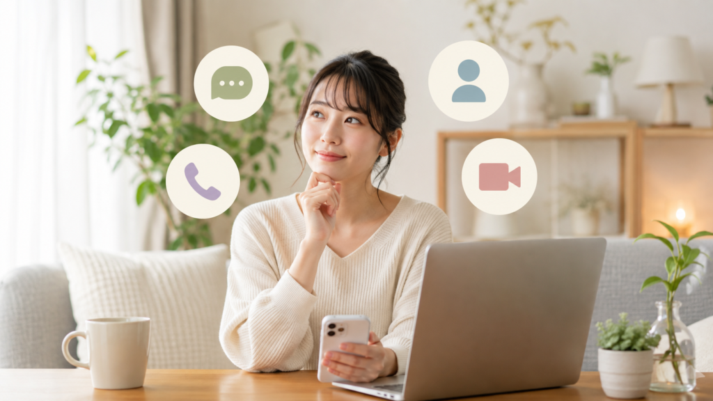 悩み相談サイトのチャット・電話・ビデオ相談を比較する日本人女性